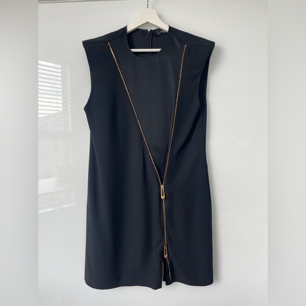 Versace Medusa Gold Safety Pin Midi Dress Size 44